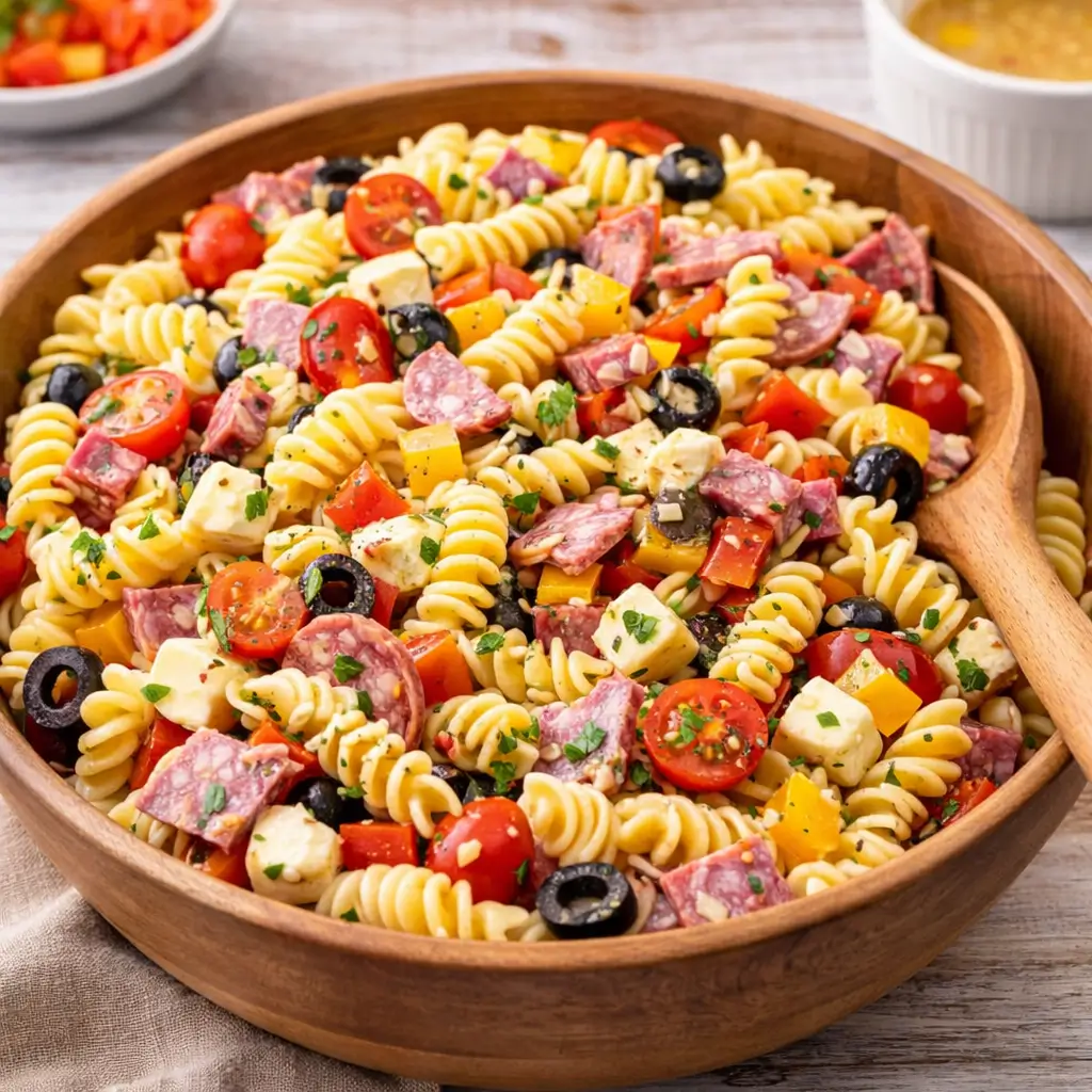 Quick Italian Pasta Salad: Salami, Mozzarella & Zesty Flavor